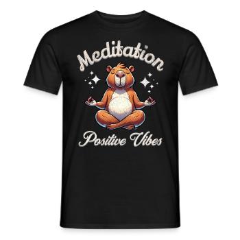 Capybara Meditieren Yoga - Männer T-Shirt - Schwarz - Vorne - AI Model Male 178 light (178cm)