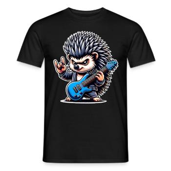 Igel Rock and Roll Gitarrist - Männer T-Shirt - Schwarz - Vorne - AI Model Male 178 light (178cm)