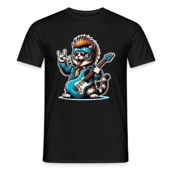 Cat Guitariste de Rock and Roll - T-shirt homme - noir - Devant - AI Model Male 178 light (178cm)