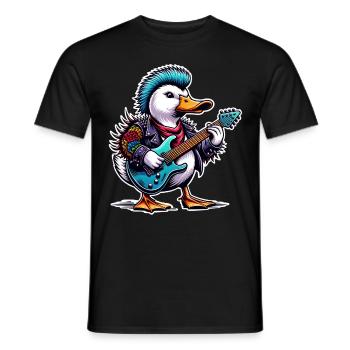 Duck Rock and Roll Guitarist - Men's T-Shirt - black - Front - AI Model Male 178 light (178cm)