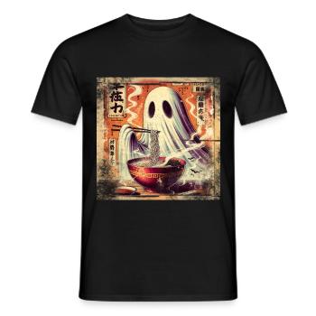 Ramen Ghost Grunge Poster Style - Men's T-Shirt - black - Front - AI Model Male 178 light (178cm)