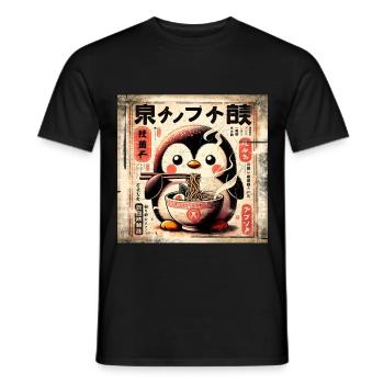 Penguin Ramen - Men's T-Shirt - black - Front - AI Model Male 178 light (178cm)