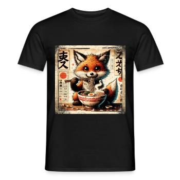 Ramen Fox - T-shirt homme - noir - Devant - AI Model Male 178 light (178cm)