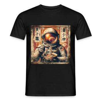 Astronaut Ramen - Men's T-Shirt - black - Front - AI Model Male 178 light (178cm)