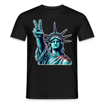 Statue de la Liberté Paix - T-shirt homme - noir - Devant - AI Model Male 178 light (178cm)
