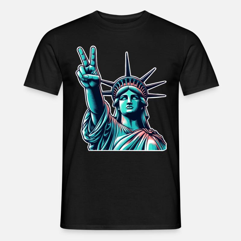 Statue de la Liberté Paix - T-shirt homme - noir