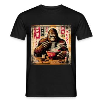 Ramen Gorilla Grunge Poster Style - Men's T-Shirt - black - Front - AI Model Male 178 light (178cm)