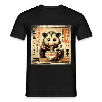 Ramen Opossum Grunge Poster Style - Men's T-Shirt - black - Front - AI Model Male 178 light (178cm)