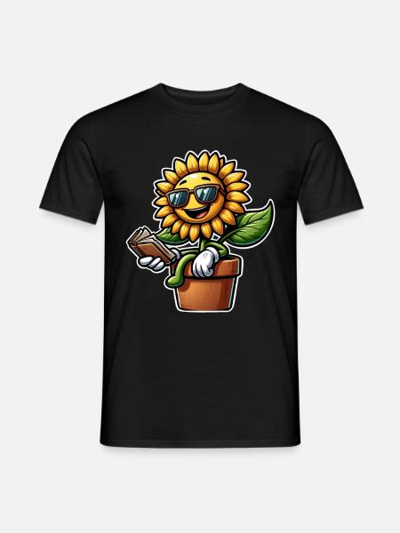 Sunflower Book Reading - Men's T-Shirt - black