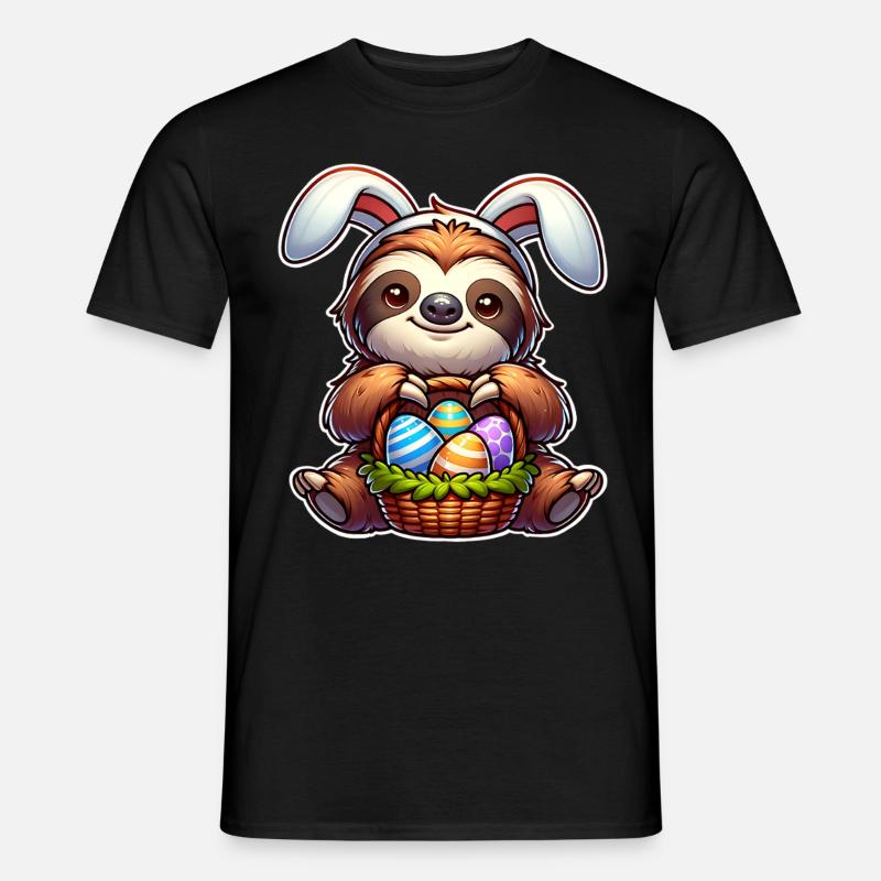Ostern Faultier - Männer T-Shirt - Schwarz