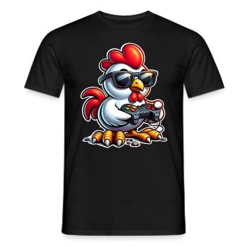 Huhn Gaming Gamer Nerd - Männer T-Shirt - Schwarz - Vorne - AI Model Male 178 light (178cm)