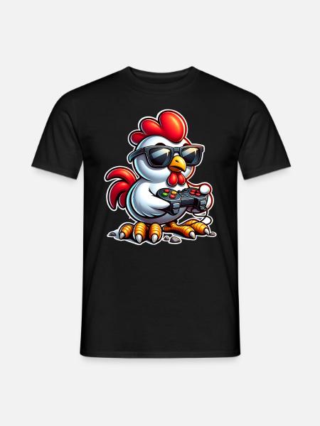 Chicken Gaming Gamer Nerd - Men's T-Shirt - black