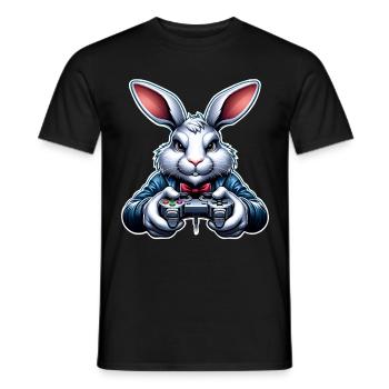 Hase Kaninchen Gamer Gaming Nerd - Männer T-Shirt - Schwarz - Vorne - AI Model Male 178 light (178cm)
