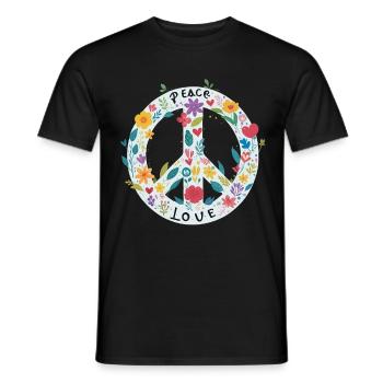 Peacezeichen Blumen Love - Männer T-Shirt - Schwarz - Vorne - AI Model Male 178 light (178cm)
