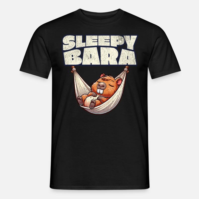 Capybara Sleepy Bara - Männer T-Shirt - Schwarz