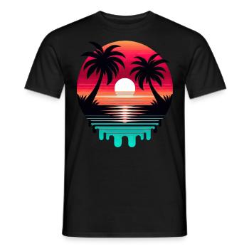 Sunlight summer vibes palm trees beach - Männer T-Shirt - Schwarz - Vorne - AI Model Male 178 light (178cm)
