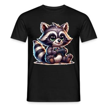 Raccoon Gamer - T-shirt homme - noir - Devant - AI Model Male 178 light (178cm)