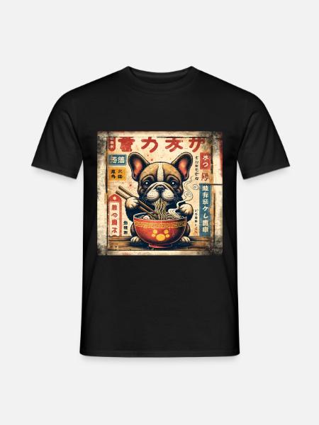 French Bulldog Ramen - Men's T-Shirt - black