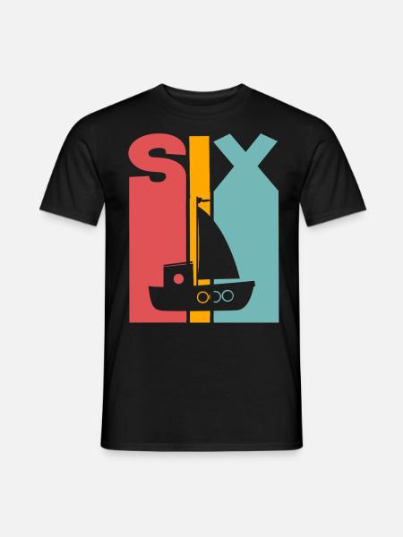 6. Geburtstag Segelschiff - Männer T-Shirt - Schwarz