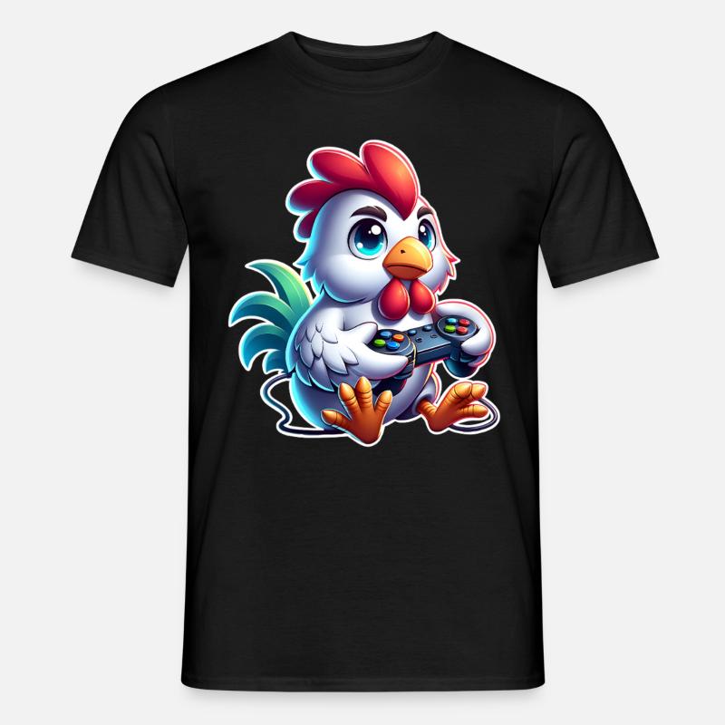 Huhn Gaming - Männer T-Shirt - Schwarz