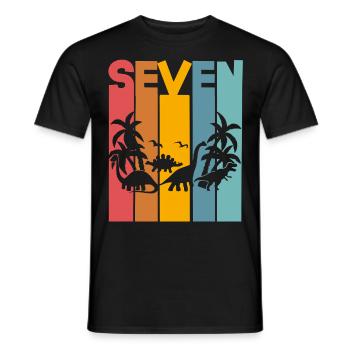 Dinosaure du 7e anniversaire - T-shirt homme - noir - Devant - AI Model Male 178 light (178cm)