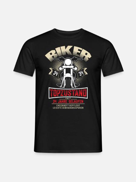 34. Geburtstag Motorradfahrer Motorrad - Männer T-Shirt - Schwarz