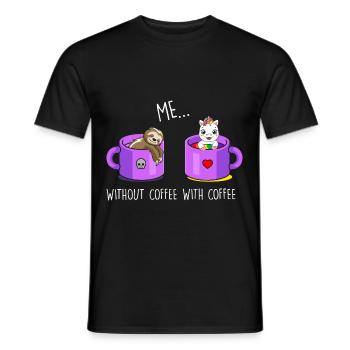 Ich ohne Kaffee Ich mit Kaffee Faultier Einhorn - Männer T-Shirt - Schwarz - Vorne - AI Model Male 178 light (178cm)
