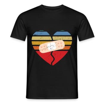 Heart Attack Survivor Patched Heart - Men's T-Shirt - black - Front - AI Model Male 178 light (178cm)