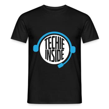 Techie Inside Tech Support Headset - Men's T-Shirt - black - Front - AI Model Male 178 light (178cm)