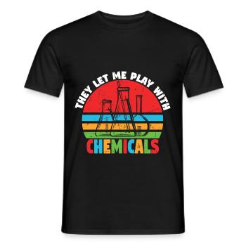 They Let Me Play With Chemicals - Men's T-Shirt - black - Front - AI Model Male 178 light (178cm)