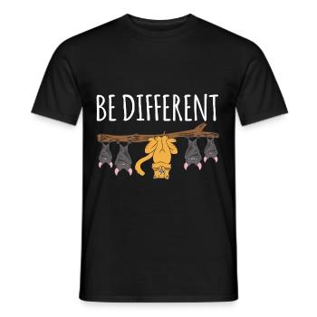 Be Different Cat With Bats - Men's T-Shirt - black - Front - AI Model Male 178 light (178cm)