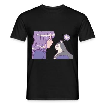 Juste une fille qui aime Anime et Cats Anime Merch - T-shirt homme - noir - Devant - AI Model Male 178 light (178cm)