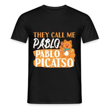 Art History Cat Pablo Picatso - Men's T-Shirt - black - Front - AI Model Male 178 light (178cm)