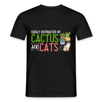 Catcus Cactus Chat Plantes Succulentes Cactus - T-shirt homme - noir - Devant - AI Model Male 178 light (178cm)