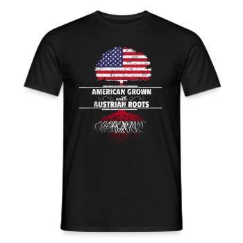 Austria roots America USA flag birth tree - Men's T-Shirt - black - Front - AI Model Male 178 light (178cm)