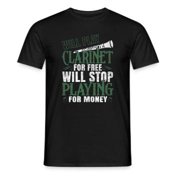 clarinet - Men's T-Shirt - black - Front - AI Model Male 178 light (178cm)