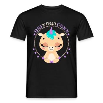 Licorne de yoga, licorne de yoga, dicton drôle - T-shirt homme - noir - Devant - AI Model Male 178 light (178cm)