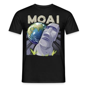 Easter Island, Moai, Stone Heads, Rapa-Nui - Men's T-Shirt - black - Front - AI Model Male 178 light (178cm)