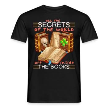 Books, book, bookworm bookworm funny saying - Men's T-Shirt - black - Front - AI Model Male 178 light (178cm)