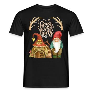 Nain Gnome, Maison naine, Contes de fées avec nains - T-shirt homme - noir - Devant - AI Model Male 178 light (178cm)