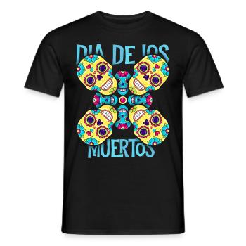 Dia-De-Los-Muertos, Crâne de sucre, Crâne, Crâne - T-shirt homme - noir - Devant - AI Model Male 178 light (178cm)