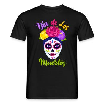Dia-de-los-Muertos, La-Catrina, Crâne de sucre - T-shirt homme - noir - Devant - AI Model Male 178 light (178cm)