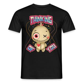 Voodoo doll, funny saying Thinking-Of-You - Men's T-Shirt - black - Front - AI Model Male 178 light (178cm)