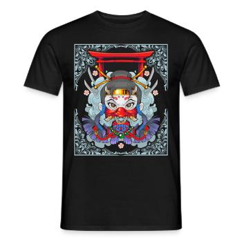 Ninja-Girl, Japon, Style comique, Style vintage - T-shirt homme - noir - Devant - AI Model Male 178 light (178cm)