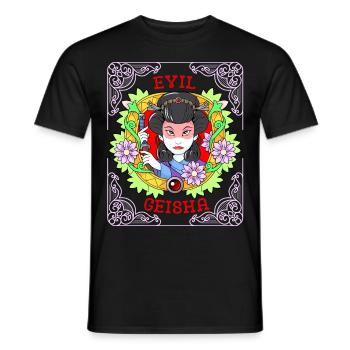 Geisha-Girl, Japan, Comic Style, - Männer T-Shirt - Schwarz - Vorne - AI Model Male 178 light (178cm)