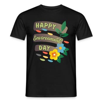 Journée mondiale de l’environnement, Bonne Journée de l’environnement avec des fleurs - T-shirt homme - noir - Devant - AI Model Male 178 light (178cm)