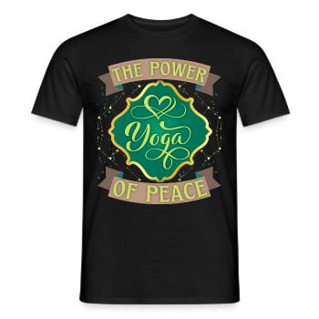 Yoga, Peace, The-Power-Of-Peace, Saying - Men's T-Shirt - black - Front - AI Model Male 178 light (178cm)
