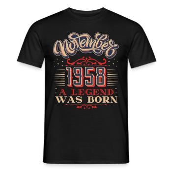 1958 Birthday, November 1958, 11 1958 Vintage - Men's T-Shirt - black - Front - AI Model Male 178 light (178cm)