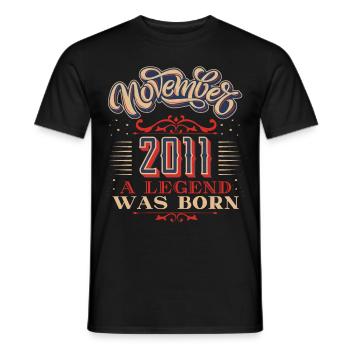 2011, Anniversaire, novembre 2011, 11.2011, 11-2011 - T-shirt homme - noir - Devant - AI Model Male 178 light (178cm)