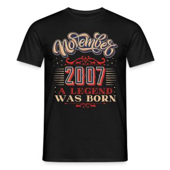 2007, anniversaire, novembre 2007, 11.2007, 11-2007 - T-shirt homme - noir - Devant - AI Model Male 178 light (178cm)